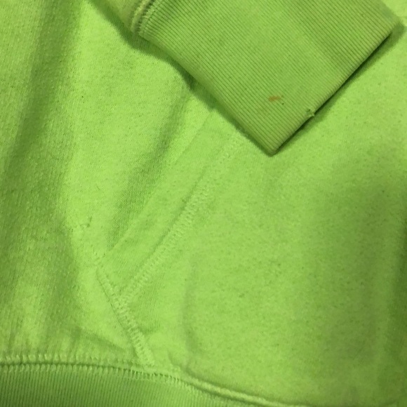 VICTORIA SECRET PINK neon green zip up hooded jacket D4 - Picture 5 of 6